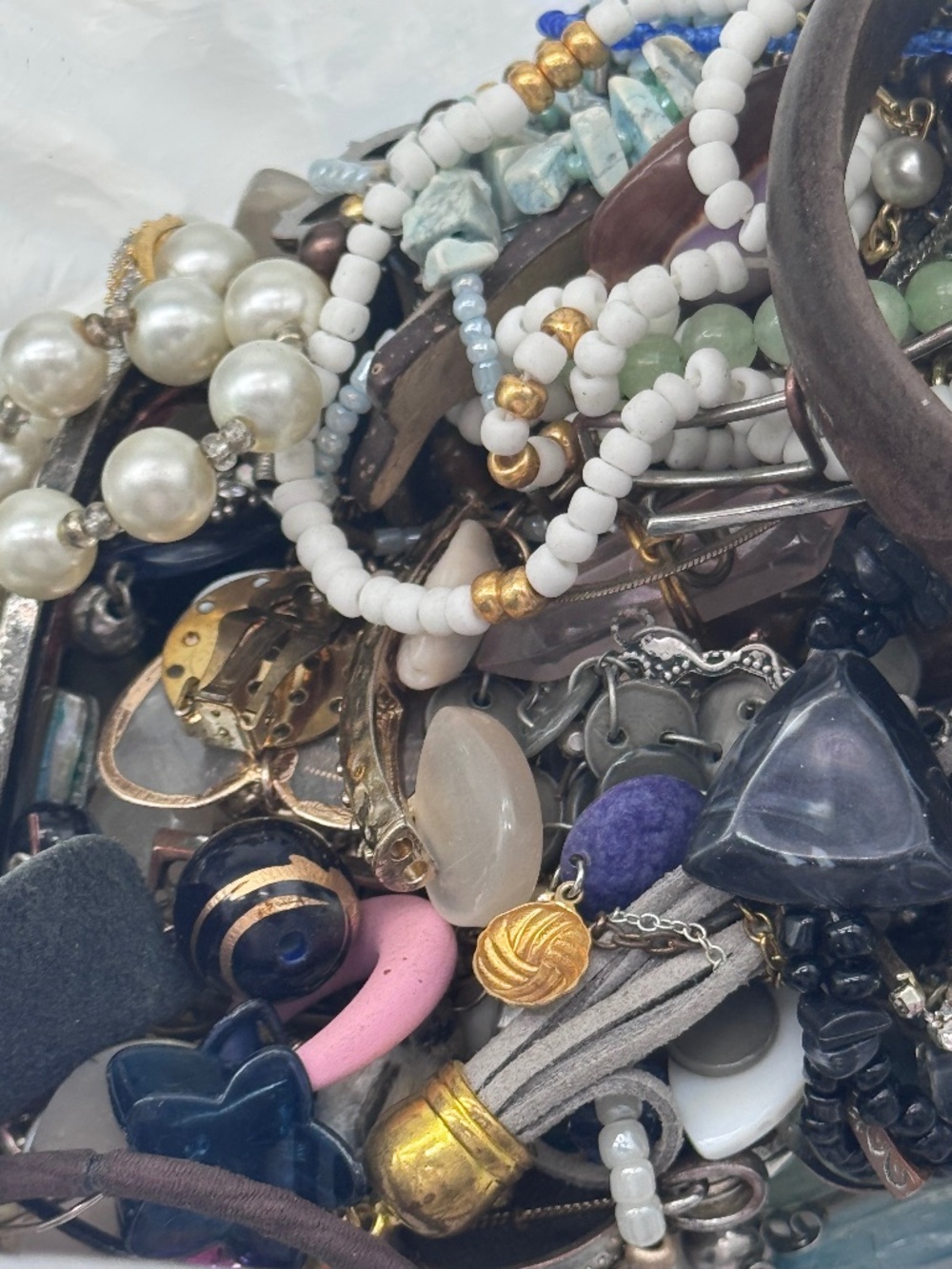 4lb Junk Jewelry Craft Lot – Broken, Tangled, Beads & Parts For Repair/Repurpose